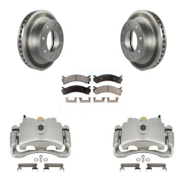Front Brake Caliper Coat Rotor & Ceramic Pad Kit For GMC Chevrolet Sierra 2500 HD Savana KCG-100527T