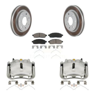 Front Disc Brake Caliper Coat Rotor & Ceramic Pad Kit For Ford F-150 Lincoln Mark LT 4WD KCG-100528C