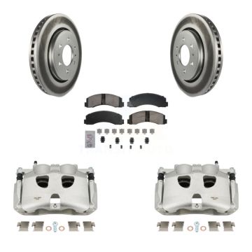 Front Disc Brake Caliper Coated Rotors And Ceramic Pads Kit For 2018-2020 Ford F-150 KCG-100528N