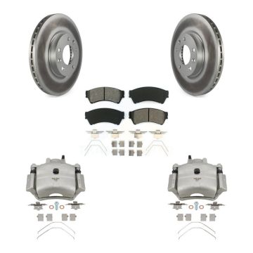 Front Brake Caliper Coat Rotor Semi-Metallic Pad Kit For Ford Fusion Mazda 6 Lincoln MKZ KCG-100528S
