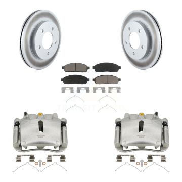 Front Brake Caliper Coat Rotor Ceramic Pad Kit For 2004 Ford F-150 4WD With 5 Lug Wheels KCG-100529C
