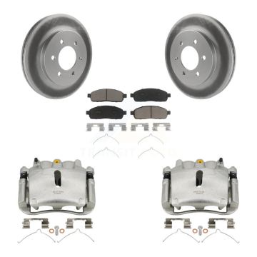 Front Disc Brake Caliper Coat Rotor & Ceramic Pad Kit For Ford F-150 Lincoln Mark LT 4WD KCG-100530C