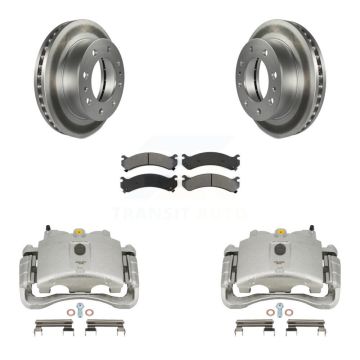 Front Brake Caliper Coat Rotor Semi-Metallic Pad Kit For GMC Chevrolet Sierra 2500 HD H2 KCG-100530S