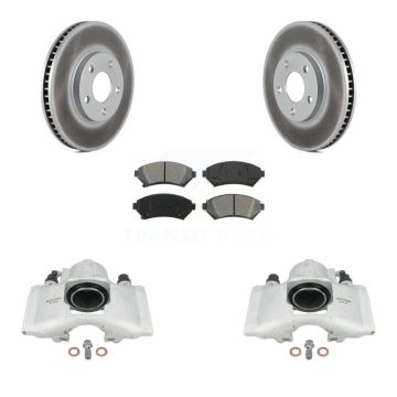Front Disc Brake Caliper Coated Rotors And Semi-Metallic Pads Kit For Cadillac DeVille KCG-100532S