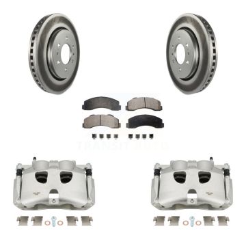 Front Disc Brake Caliper Coated Rotors And Ceramic Pads Kit For Ford F-150 KCG-100532T