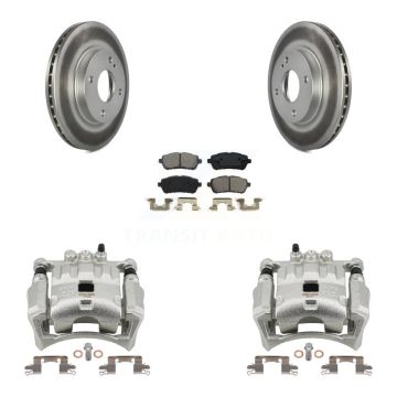 Front Disc Brake Caliper Coated Rotors And Semi-Metallic Pads Kit For Ford Fiesta KCG-100533S