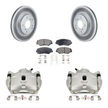 Front Disc Brake Caliper Coated Rotors And Semi-Metallic Pads Kit For Honda Civic KCG-100537P