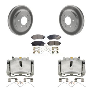 Front Disc Brake Caliper Coat Rotor & Ceramic Pad Kit For Ford F-150 Lincoln Mark LT 4WD KCG-100537T