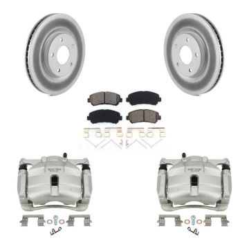Front Disc Brake Caliper Coated Rotors And Semi-Metallic Pad Kit For Nissan Rogue Select KCG-100538S