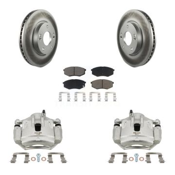 Front Disc Brake Caliper Coat Rotors Ceramic Pad Kit For Hyundai Tucson Kia Sportage FWD KCG-100540C