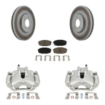Front Disc Brake Caliper Coated Rotors And Ceramic Pads Kit For Kia Forte5 2.0L KCG-100542C