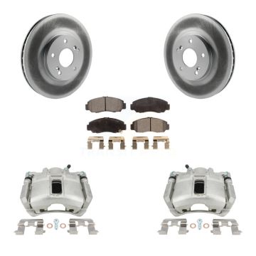 Front Disc Brake Caliper Coated Rotors And Semi-Metallic Pads Kit For Honda Accord KCG-100542P