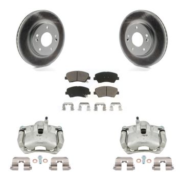 Front Brake Caliper Coat Rotor Ceramic Pad Kit For Hyundai Elantra GT Kia Forte Veloster KCG-100543C