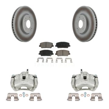 Front Brake Caliper Coat Rotors Ceramic Pad Kit For Kia Forte Without 15" Factory Wheels KCG-100544C