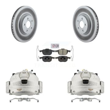 Front Disc Brake Caliper Coated Rotor And Semi-Metallic Pad Kit For Ford Transit Connect KCG-100544N