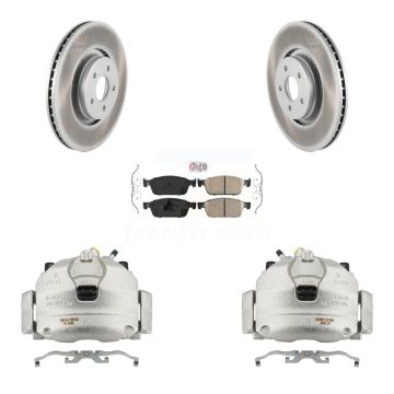 Front Disc Brake Caliper Coated Rotors And Ceramic Pads Kit For Lincoln MKC KCG-100545N
