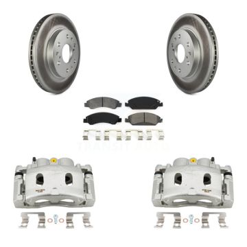 Front Brake Caliper Coat Rotor Semi-Metallic Pad Kit For GMC Sierra 1500 Chevrolet Tahoe KCG-100545S