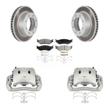 Front Disc Brake Caliper Coat Rotors And Semi-Metallic Pad Kit For Ford F-450 Super Duty KCG-100549P