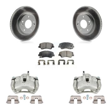 Front Brake Caliper Coat Rotor Ceramic Pad Kit For Hyundai Elantra GT Kia Forte Veloster KCG-100550T