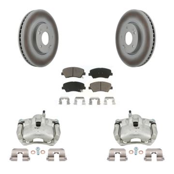 Front Brake Caliper Coat Rotors Ceramic Pad Kit For Kia Forte SX With 15" Factory Wheels KCG-100551C