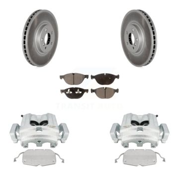 Front Disc Brake Caliper Coated Rotors And Semi-Metallic Pads Kit For BMW X5 X6 KCG-100551P