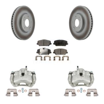 Front Brake Caliper Coat Rotors Ceramic Pad Kit For Kia Forte Without 15" Factory Wheels KCG-100551T