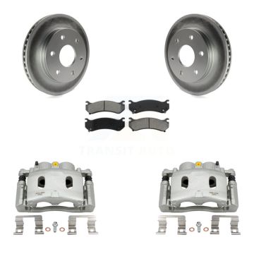 Front Disc Brake Caliper Coat Rotor & Semi-Metallic Pad Kit For Chevrolet Silverado 1500 KCG-100553S