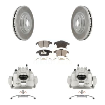 Front Brake Caliper Coat Rotors & Semi-Metallic Pad Kit For Ford Police Responder Hybrid KCG-100554P