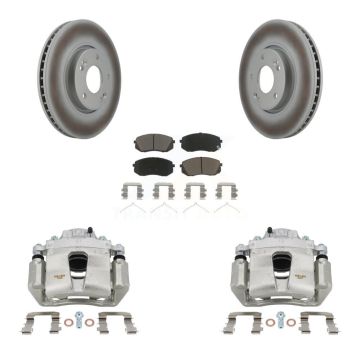 Front Disc Brake Caliper Coated Rotors And Ceramic Pads Kit For Hyundai Sonata KCG-100557C