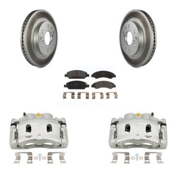Front Brake Caliper Coat Rotor Semi-Metallic Pad Kit For GMC Sierra 1500 Chevrolet Tahoe KCG-100559P