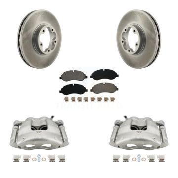 Front Disc Brake Caliper Coated Rotors And Semi-Metallic Pad Kit For Ford Transit-350 HD KCG-100559S