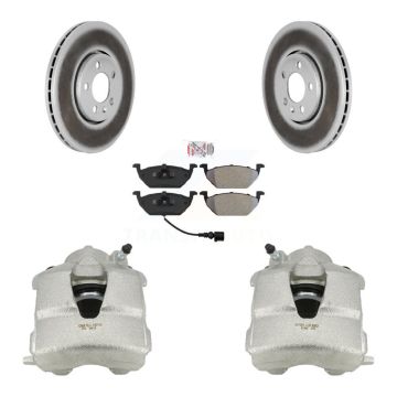 Front Brake Caliper Coat Rotors Semi-Metallic Pad Kit For 2000-2001 Volkswagen Golf 2.0L KCG-100560N