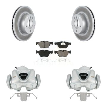 Front Disc Brake Caliper Coated Rotors And Semi-Metallic Pads Kit For BMW 323i KCG-100561S