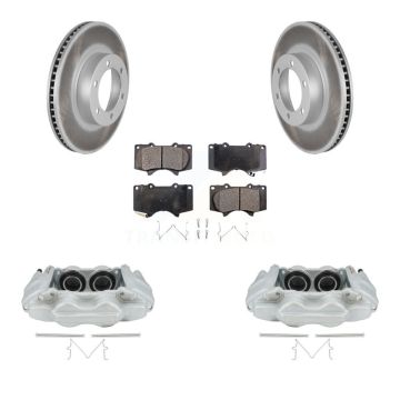 Front Disc Brake Caliper Coat Rotors And Semi-Metallic Pad Kit For 2003-2009 Lexus GX470 KCG-100562P