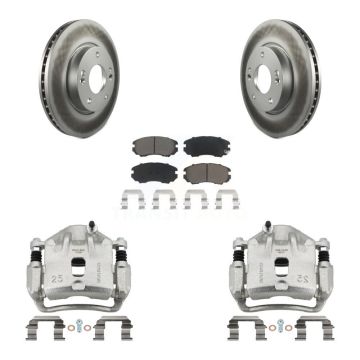 Front Disc Brake Caliper Coat Rotor & Ceramic Pad Kit For Hyundai Sonata Kia Soul Optima KCG-100563C