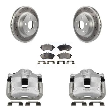 Front Disc Brake Caliper Coated Rotors And Semi-Metallic Pads Kit For Mercedes-Benz C250 KCG-100569P