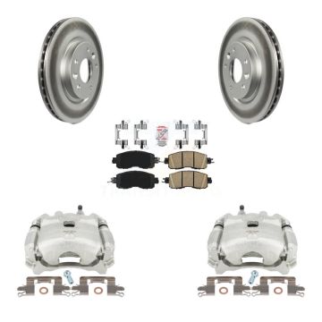 Front Disc Brake Caliper Coated Rotors And Ceramic Pads Kit For Nissan LEAF KCG-100570N