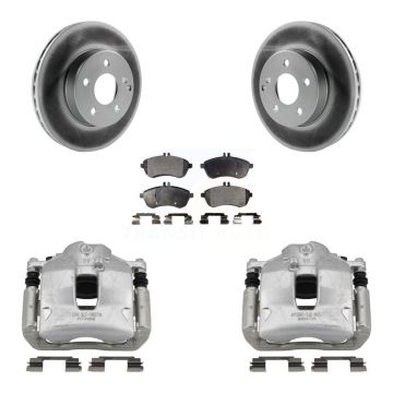 Front Disc Brake Caliper Coated Rotors And Semi-Metallic Pads Kit For Mercedes-Benz C250 KCG-100570P