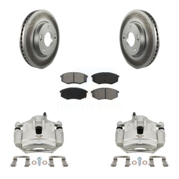 Front Brake Caliper Coat Rotor Semi-Metallic Pad Kit For Hyundai Tucson Kia Sportage FWD KCG-100570S
