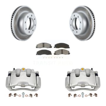 Front Brake Caliper Coat Rotor Semi-Metallic Pad Kit For 2012 Ram 1500 With 8 Lug Wheels KCG-100572S