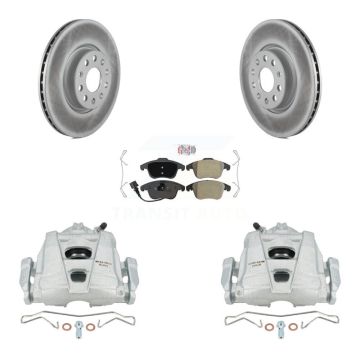 Front Brake Caliper Coat Rotor & Semi-Metallic Pad Kit For Volkswagen Tiguan Passat Audi KCG-100573N