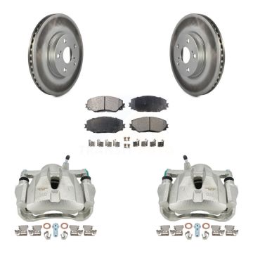Front Brake Caliper Coat Rotor & Semi-Metallic Pad Kit For Toyota Corolla Matrix Pontiac KCG-100573P