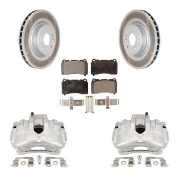 Front Disc Brake Caliper Coat Rotors And Semi-Metallic Pad Kit For Hyundai Genesis Coupe KCG-100576P