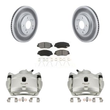 Front Disc Brake Caliper Coated Rotors And Semi-Metallic Pads Kit For Honda Civic KCG-100577S
