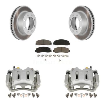 Front Disc Brake Caliper Coat Rotors Ceramic Pad Kit For Ford F-350 Super Duty F-250 4WD KCG-100578C