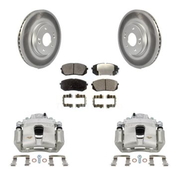 Front Disc Brake Caliper Coated Rotors And Semi-Metallic Pads Kit For Hyundai Sonata KCG-100578P