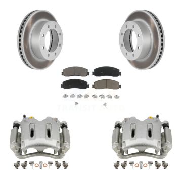 Front Disc Brake Caliper Coat Rotors Ceramic Pad Kit For Ford F-250 Super Duty F-350 4WD KCG-100579C