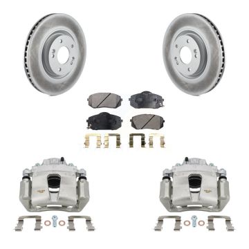 Front Disc Brake Caliper Coated Rotors And Semi-Metallic Pads Kit For Hyundai Sonata KCG-100579P