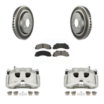 Front Disc Brake Caliper Coated Rotors And Semi-Metallic Pads Kit For Ford F-150 KCG-100579S