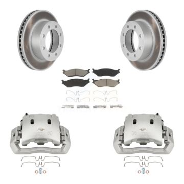 Front Disc Brake Caliper Coated Rotors And Ceramic Pads Kit For Ford F-450 Super Duty KCG-100580C